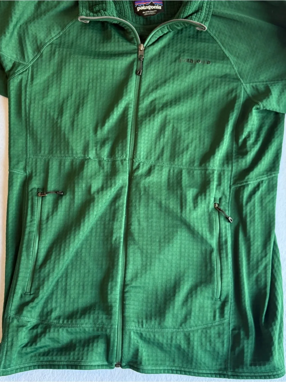 Patagonia Men's XL R1 Full-Zip Jacket Hunter Green Polartec Grid Fleece Fall2015